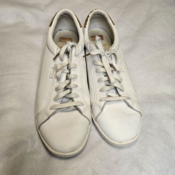 Keds For Kate‎ Spade White Leather Sneakers Shoes Rose Gold Glitter Women's Size - Picture 5 of 8
